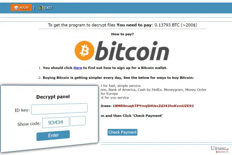 Onion website with instructions how to pay a ransom to Cry128 ransomware authors