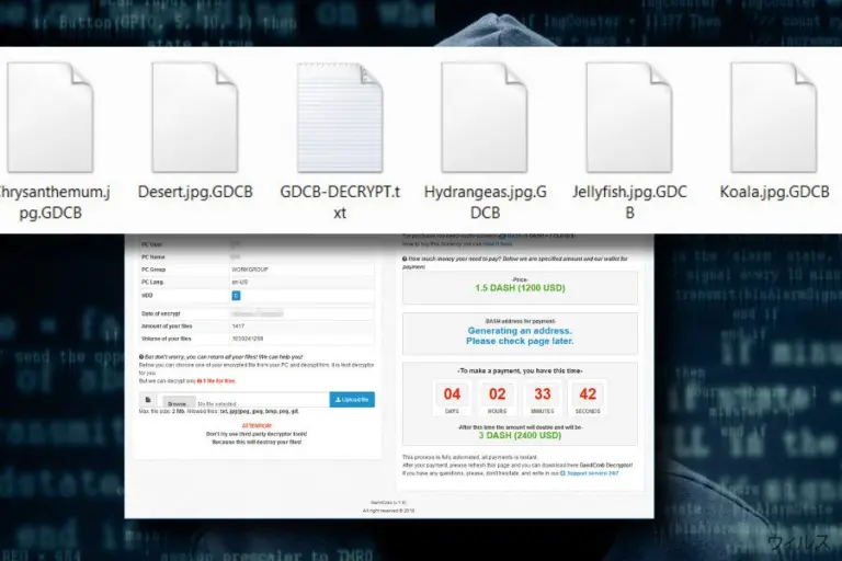 An example of files locked by .GDCB file extension virus