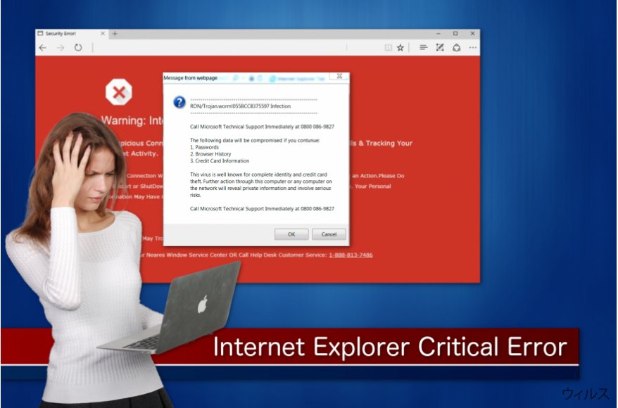 "Internet Explorer Critical ERROR" 詐欺