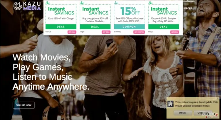 An image of the Kazu Media official website and ads