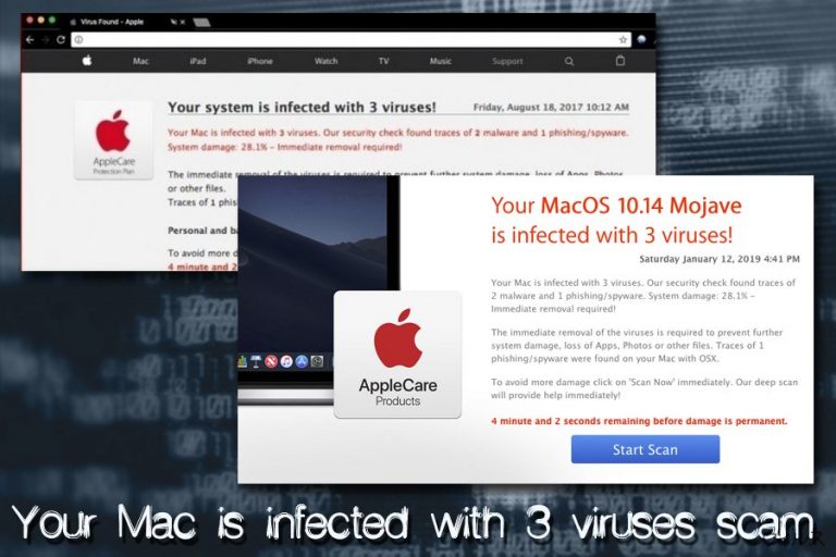 Mac ウィルス - Your Mac is infected with 3 viruses