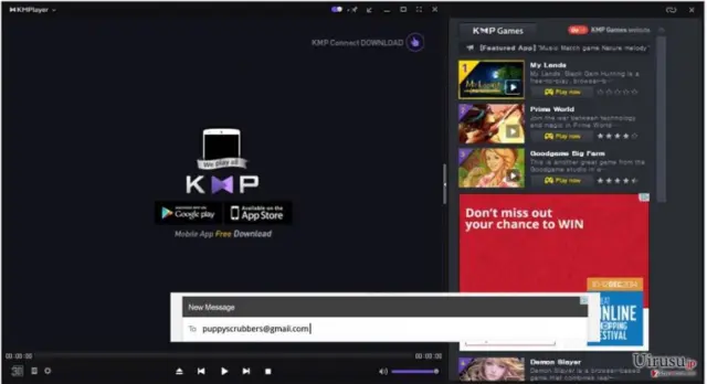 The picture showing KMPlayer ads