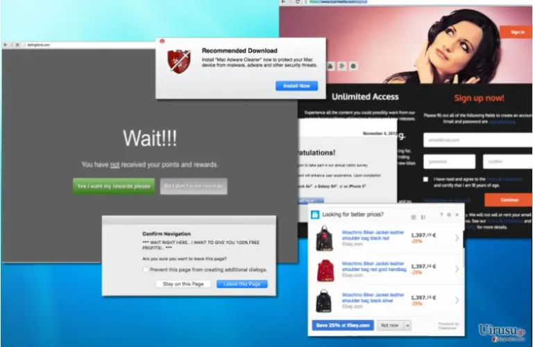 Window Rates Manager ads on screen