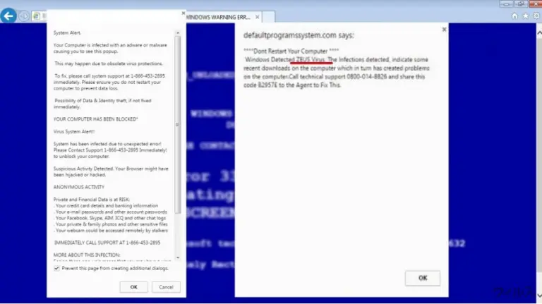 You Have A ZEUS Virus テクニカル・サポート詐欺